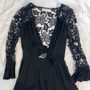 Very Stylish Boutique Romper with Lace Detail and Front Tie
